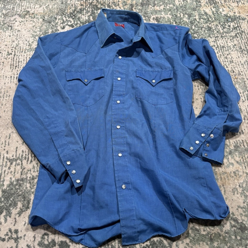vintage Chute #1 pearl snap shirt Size Large Blue Western